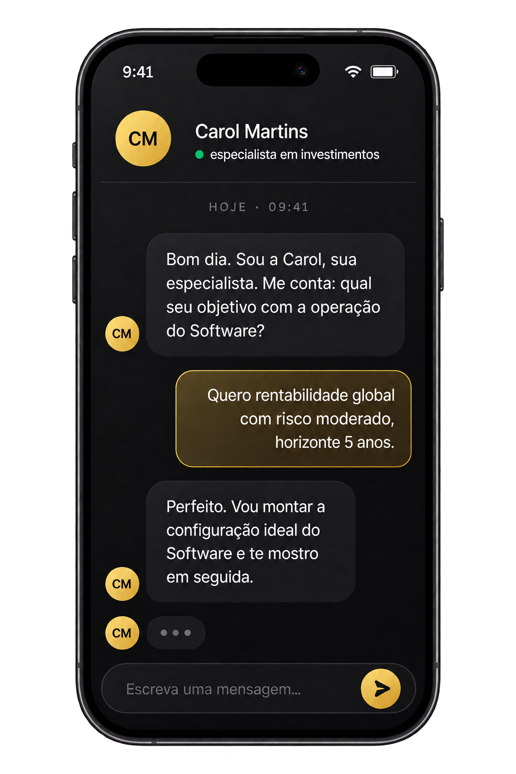 Conversa com Carol Martins para conhecer os objetivos do investidor